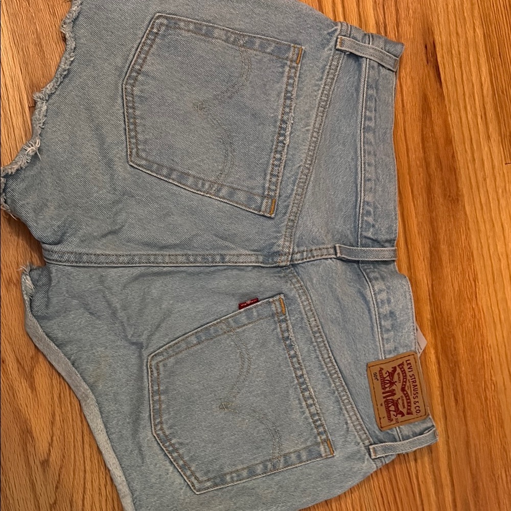 Levi's Blue Jean Shorts with Frayed Hem